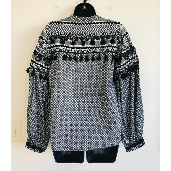 DodoBarOr Peasant Top Nathaniel Cotton V-Neck Boho Festival Pom Pom Girlcore, M - Picture 4 of 14